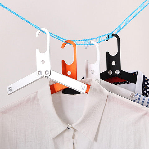 Clothes Hanger, Foldable Travel Hanger with Windproof Hook High Strength Travel Essentials Clothes Drying Rack for Home, Camping, Hotel