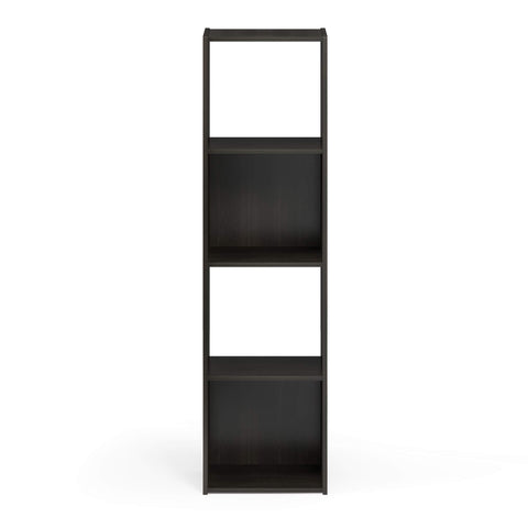 Furinno PELLI Book Shelf, 4x1 Bookshelf, Cube Storage Organizer Cabinet, 11.6 x 12.2 x 47.7, for Living Room, Bedroom, Home Office, Espresso