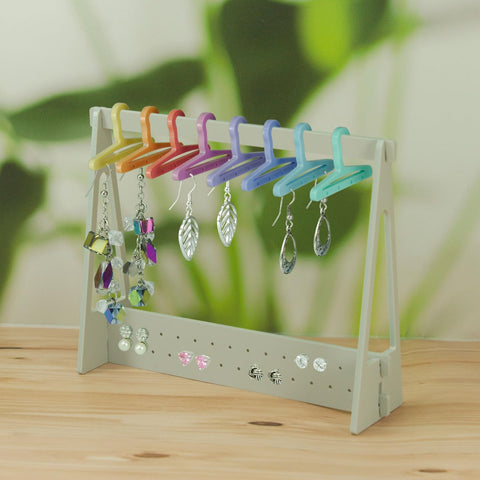 Earring Display Stand with Rainbow Hangers Storage Organiser Unique Cute Stocking Filler (Grey)