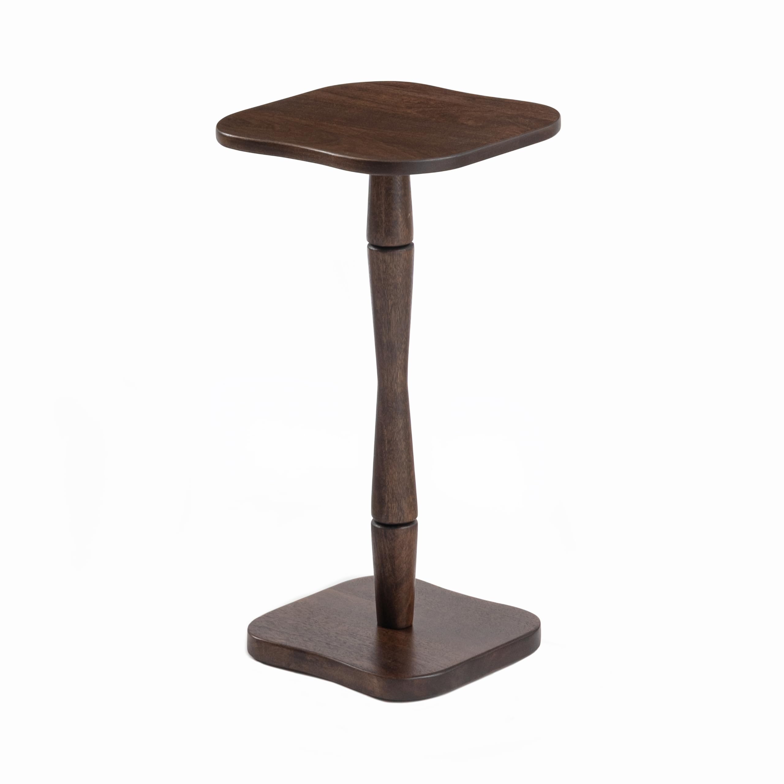MH London Destiny Square Side End Table - 56cm Tall Solid Mango Wood Accent Table - Handmade Dark Espresso Nightstand for Living Room