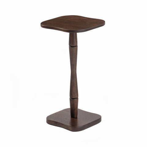 MH London Destiny Square Side End Table - 56cm Tall Solid Mango Wood Accent Table - Handmade Dark Espresso Nightstand for Living Room
