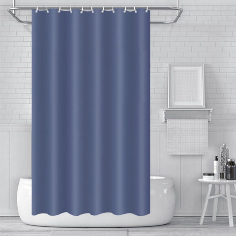 ECO Mould Proof Shower Curtain 180x180cm, Solid Grey-Blue PEVA Waterproof Heavy Duty With 3 Magnets, 12 Plastic Hooks