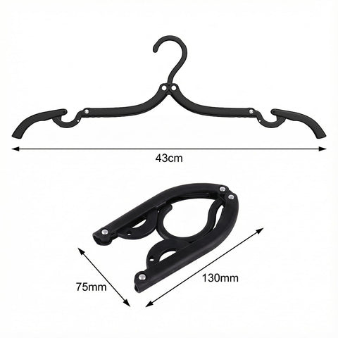 10 Pack Black Foldable Travel Hangers, PP Plastic Lightweight Clothes Hangers, Compact Portable Travel Coat Hooks for Space Saving Storage