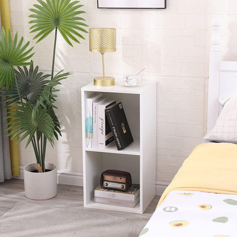 ETNIC ART Double Cube Furniture Storage Bookcase Shelf White 35 x 30 x 70 cm MDF Wood Shelf Office Design Entrance Living Room