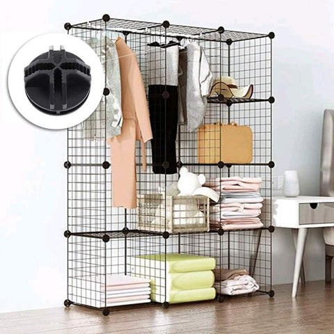 Luabue 40Pcs Wire Cube Connectors Black Plastic Grid Cube Modular Storage Cube Connectors C&C Grid Connectors Interlocking Connector for Modular