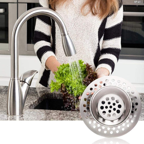 VONRUSS-UK Stainless Steel 2Pcs Kitchen Sink Strainer Plug Standard Dual Function Basket Strainer Drain Protector Sink Waste Stopper Hole Hair