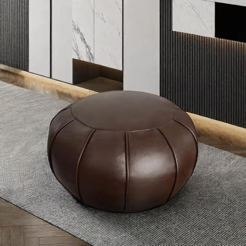 Louis Donné Premium Artisanal Leather Pouffe, Handmade Unstuffed Ottoman Pouf Cover, Footstool