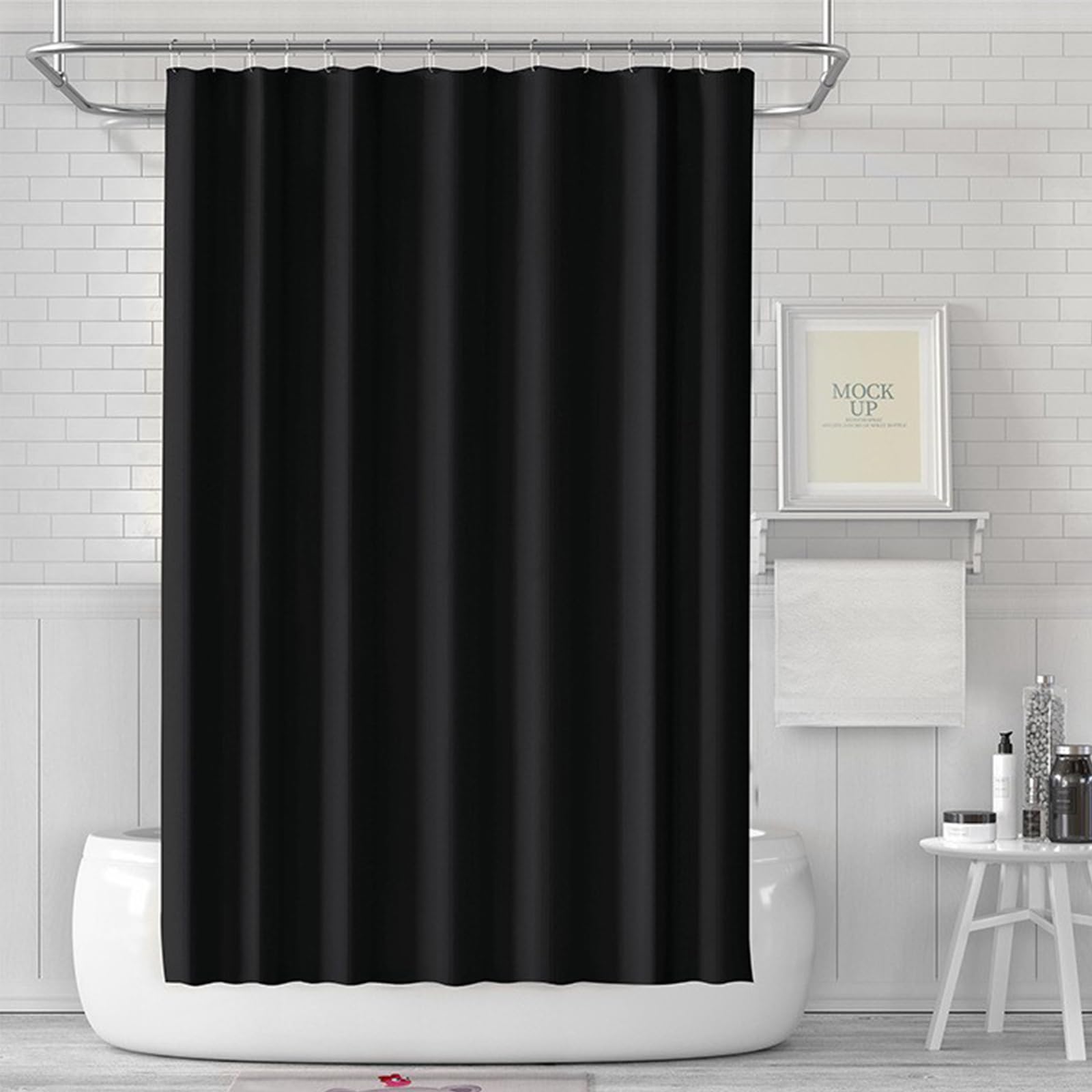COSORO PEVA Shower Curtain 180x180cm,Heavy Duty Plastic Black Weighted Shower Curtains Mould Proof Resistant Waterproof Bath Curtains with 3 Magnet