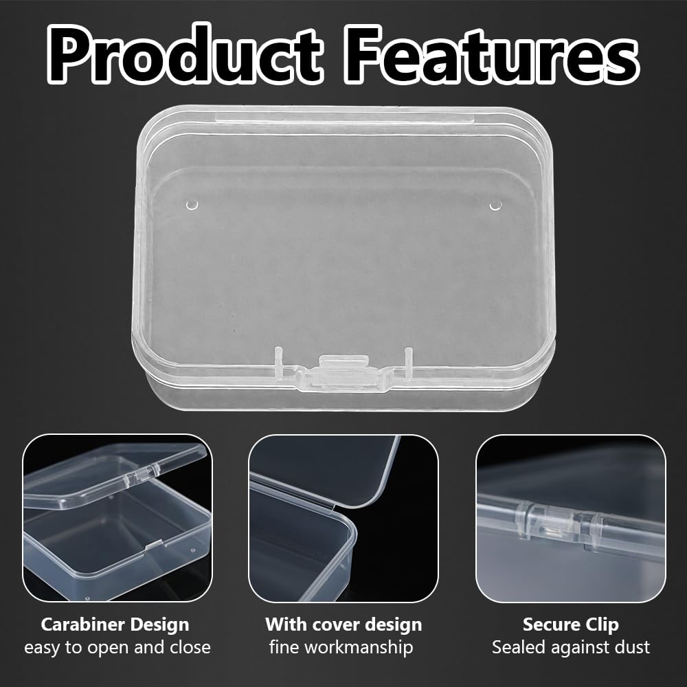 WYAN 18Pcs Transparent Boxes, Bead Storage Box, Containers Rectangle, Containers Box Case with Flip-Up Lids, Storage Containers
