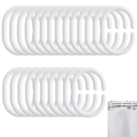 Plastic Shower Curtain Rings – Rust-Proof C-Shape Bathroom Hooks