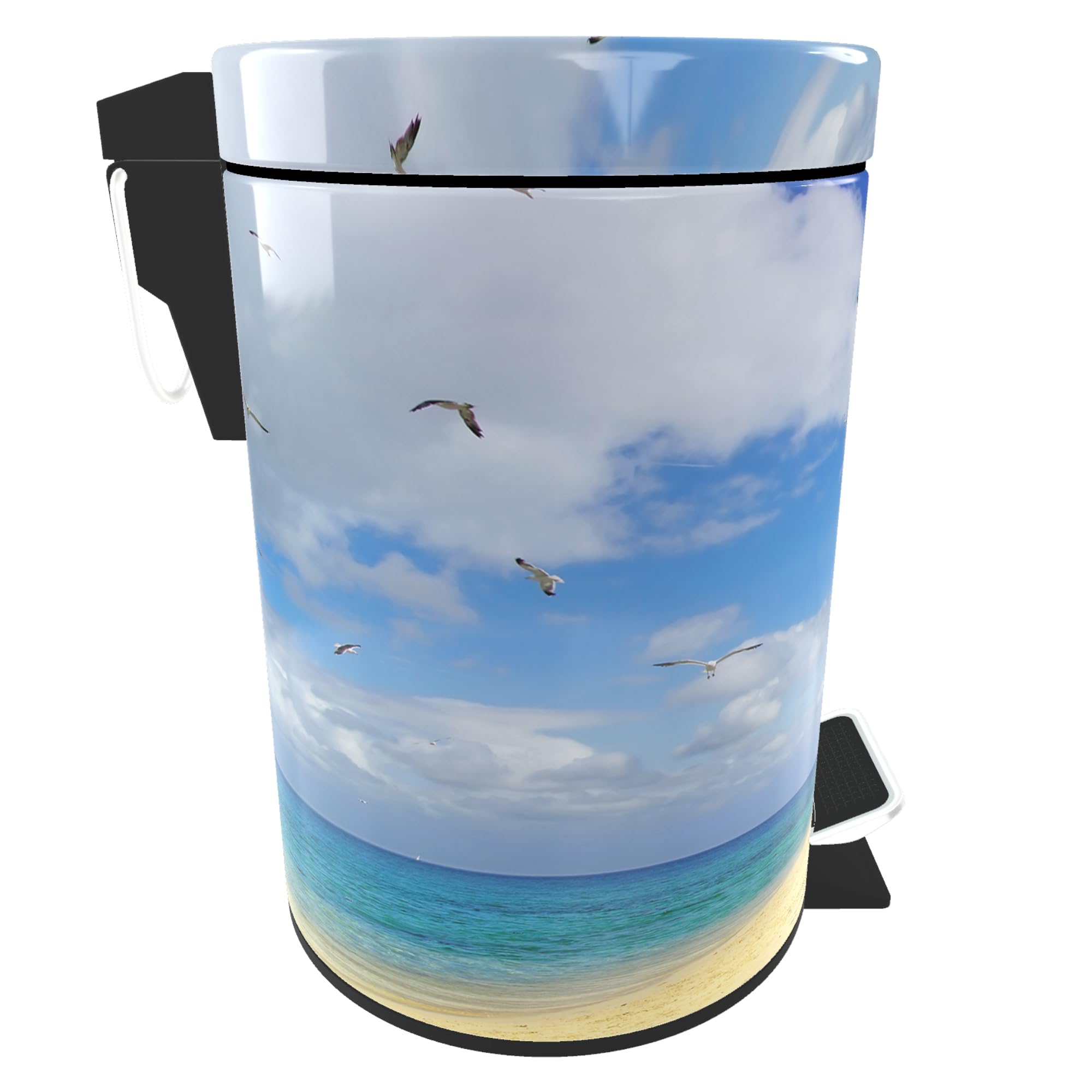 Sanilo Bathroom Bin 3L with Soft Close, Many New Cosmetic and Kitchen Waste Bins Available, Trash Can with Inner Bucket (Lighthouse)
