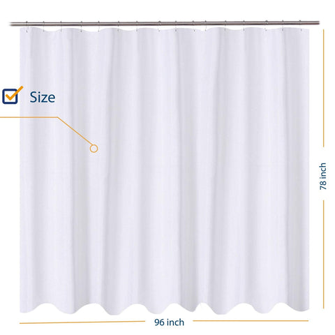 N&Y HOME Fabric Shower Curtain Liner 96 x 78 inch XL Size, Hotel Quality, Washable, Water Repellent, White Bathroom Curtains with Grommets, 96x78
