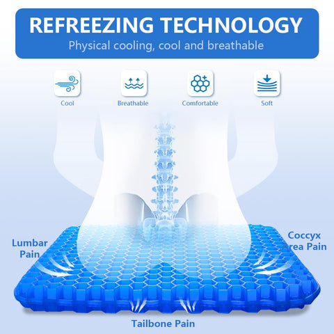 flintronic Orthopaedic Gel Seat Cushion, Honeycomb Design Double Thick Gel Cushion, Gel Orthopaedic Ergonomic Cushions