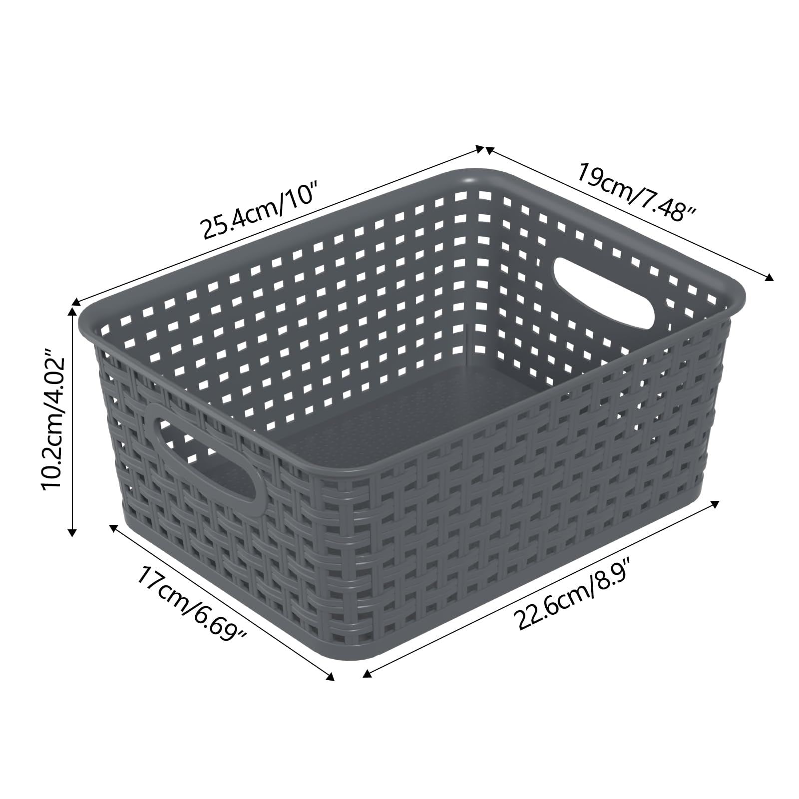 Ziglous 12-Pack Woven Storage Baskets, Small Plastic Organizer Basket, Grey