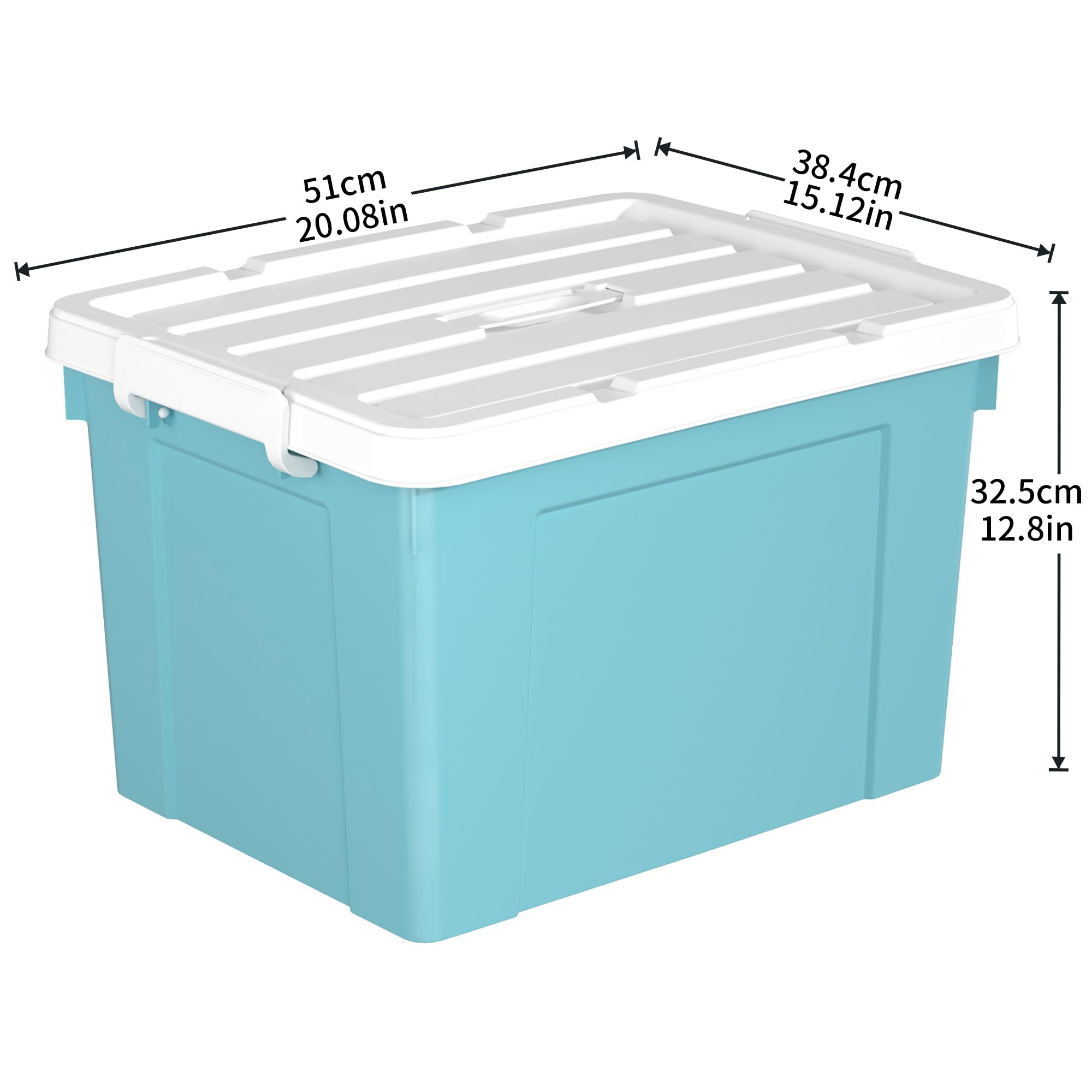 Cetomo 45L*4 Storage Boxes, Carry Plastic Storage Box with Lids, Organizing Container with Handle and Secure Latching Buckles, Stackable, Nestable