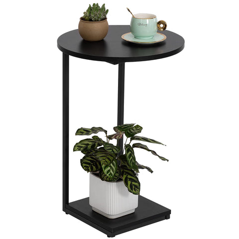 HDANI C-Shaped Side Table,Round End Table under Sofa,Bedside Table,Sofa Side Table with Metal Frame,Small Coffee Snack Table for Living Room
