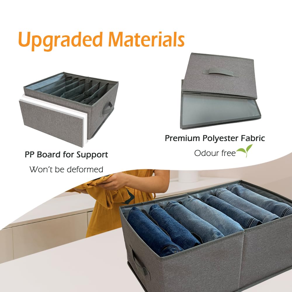 QINGGENG 2 Pack Extra-Large Wardrobe Clothes Storage Organiser with Dividers for Jumper, Jeans, Trousers, Shirts, Pants