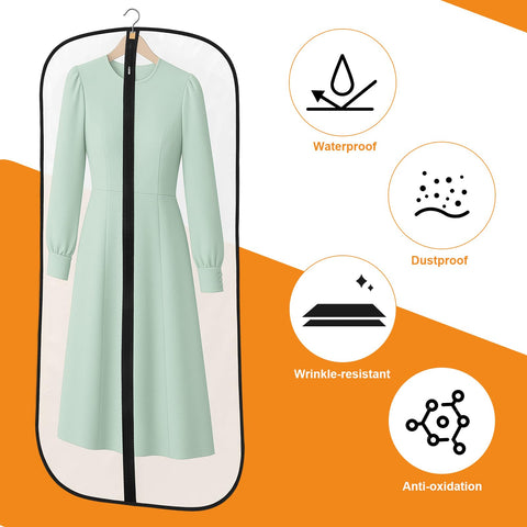 12 Pack Garment Bags, PEVA Translucent Clothes Covers, Suit Bag 47in