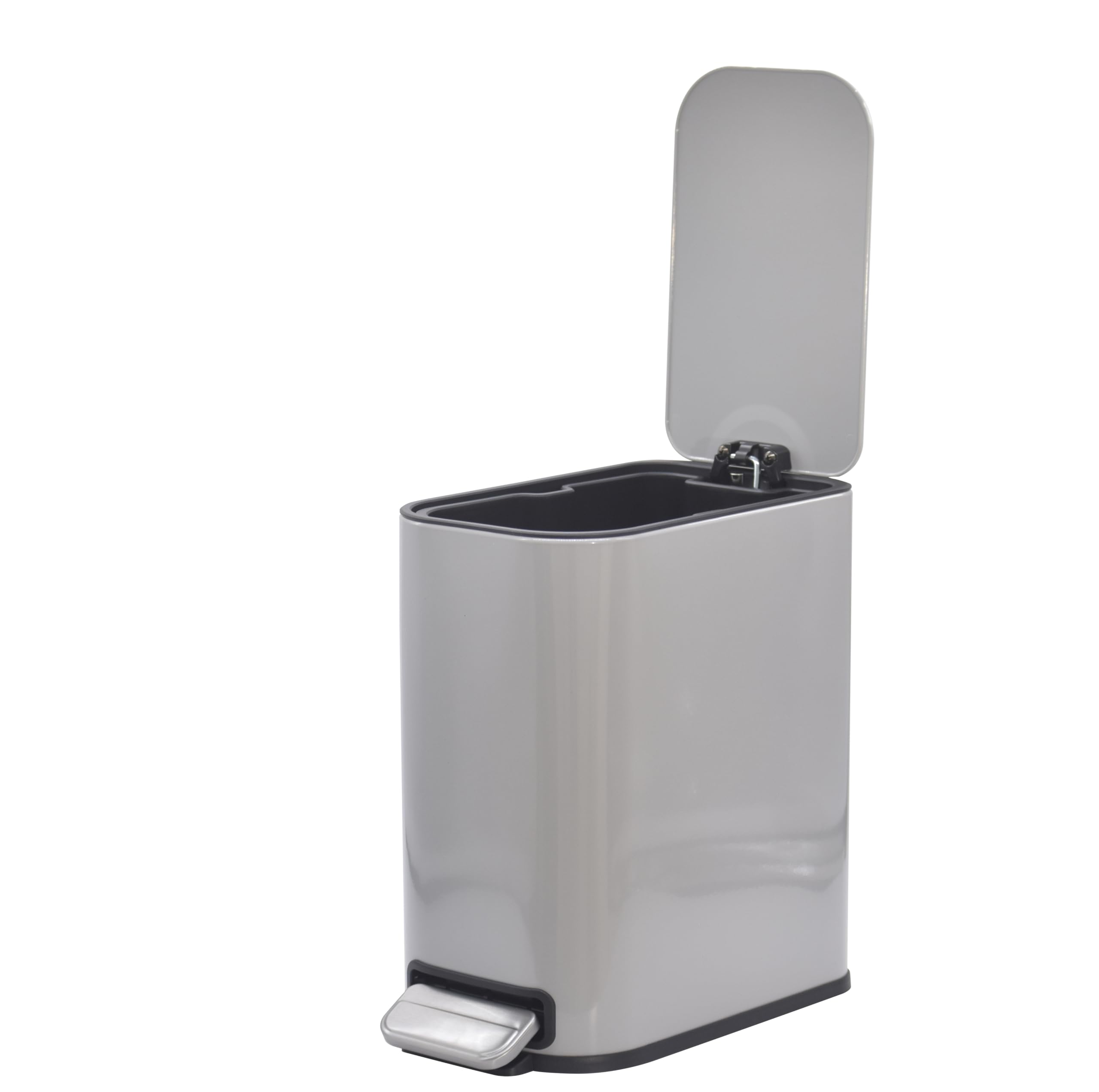 FurnitureXtra™ Slim Design Powder Coated Soft Close Pedal Bin, Plastic Inner bucket, ABS lid (White, 5L)