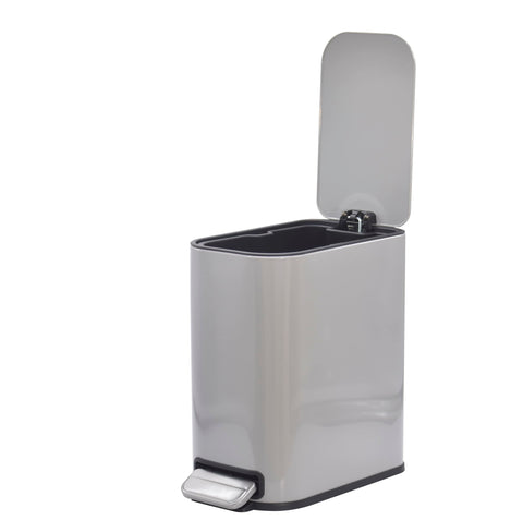 FurnitureXtra™ Slim Design Powder Coated Soft Close Pedal Bin, Plastic Inner bucket, ABS lid (White, 5L)