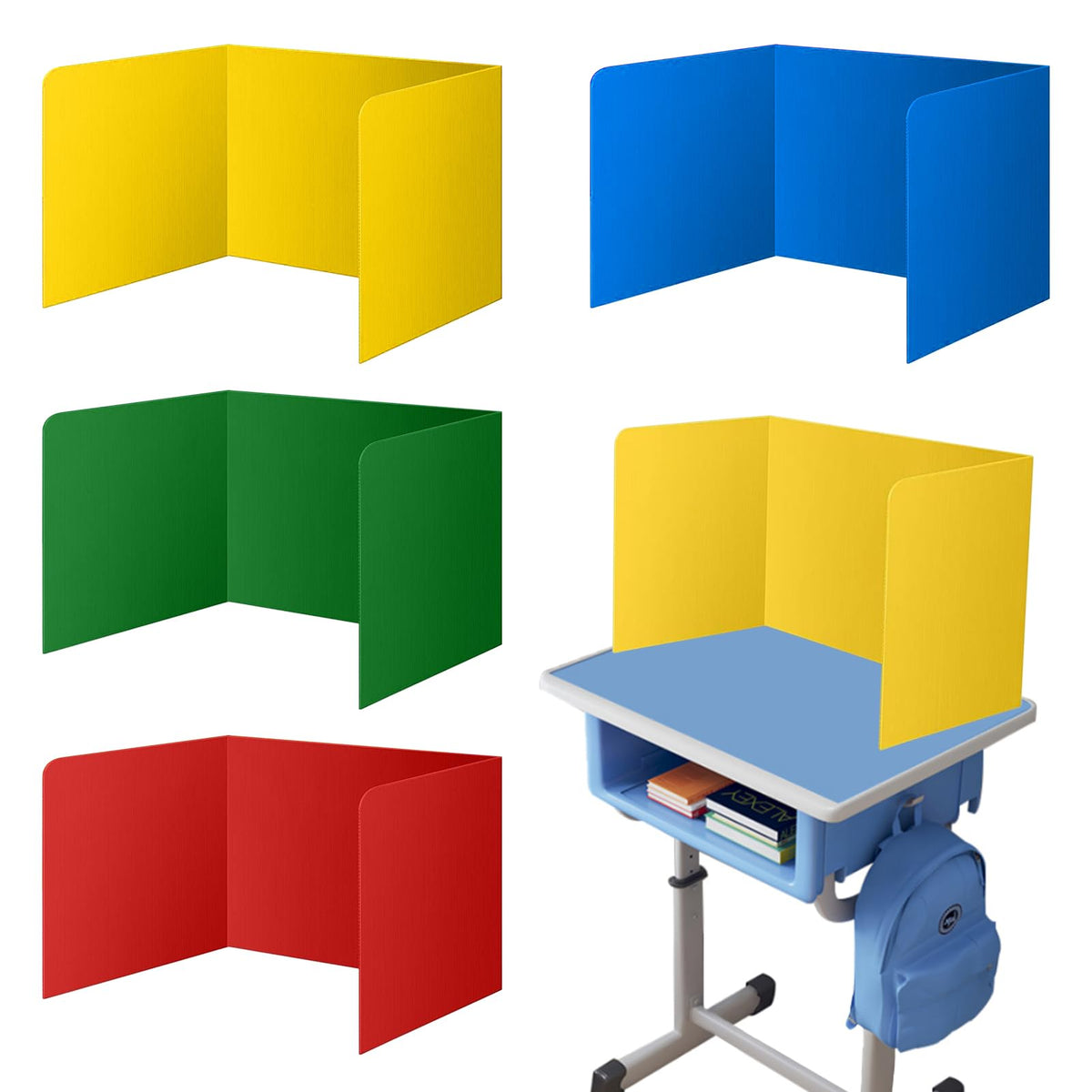 ZESHGON 4 Pack Desk Divider Privacy Panel,Privacy Screen Stand,Barrier Divider,Office Desk Panel for Easy Protection(4 colours)