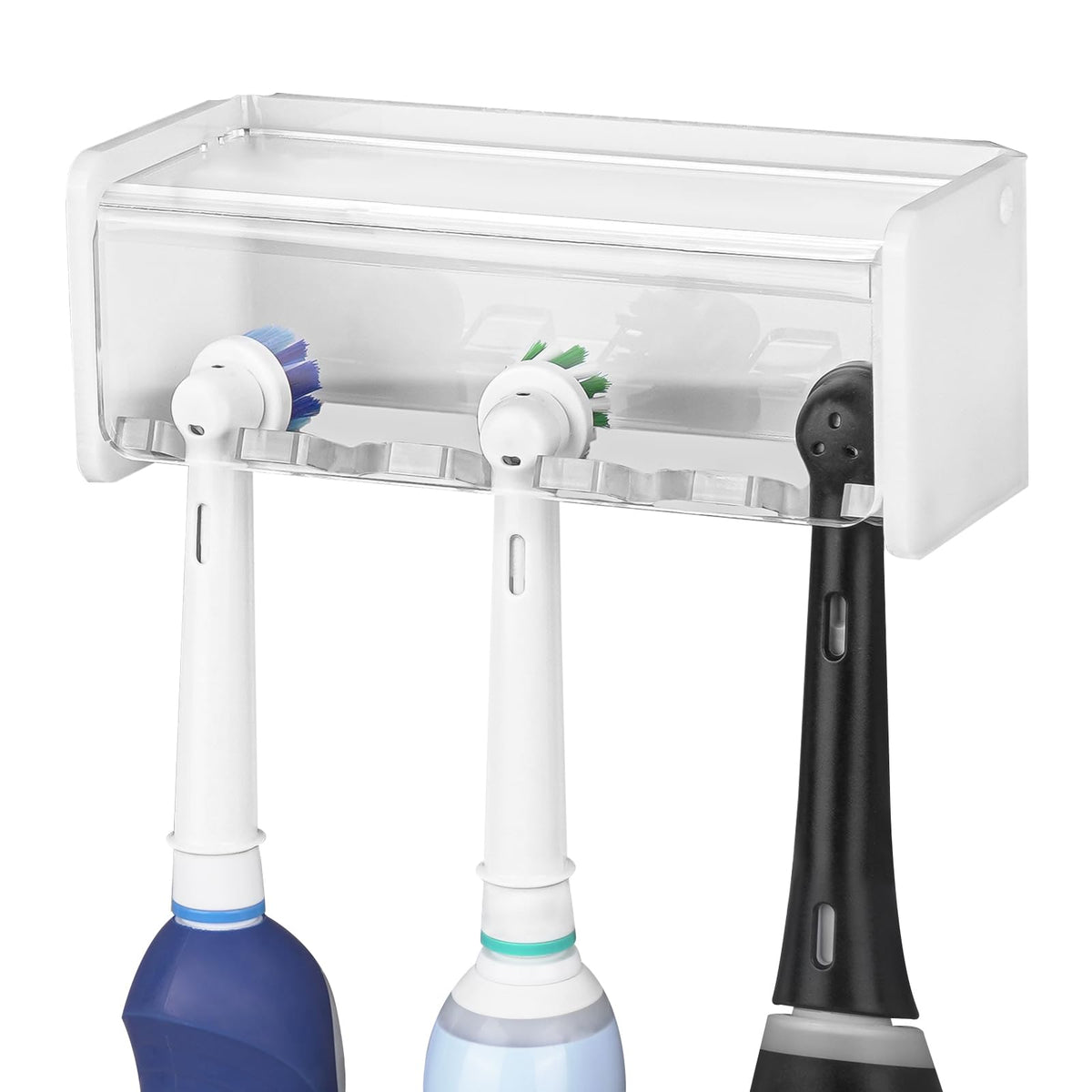 Linkidea Wall Mount Electric Toothbrush Holder with Cover for Bathroom, 5 Slots Power Tooth Brush Organizer Compatible with Oral-B iO Series
