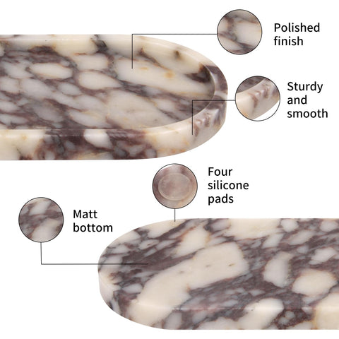 Natural Marble Tray Oval, Calacatta Viola, 30 x 15 x 2 cm