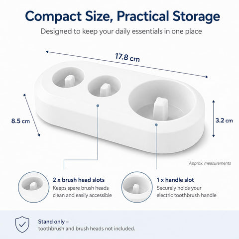 Electric Toothbrush Head Holder – Toothbrush Stand for Oral B Electric Toothbrush Heads – Bathroom Storage Organiser – White Tooth Brush Holder Set