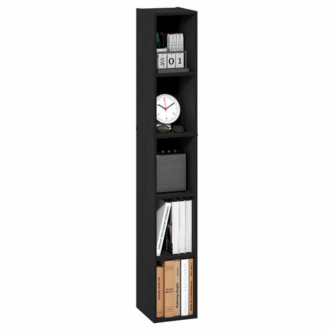 Furinno FULDA 5-Tier Tall Narrow Bookshelf, Standing Bookcase with 20.3 cm Width Storage Shelf, 23.6 x 20.1 x 131.8 cm, for Organization Storage