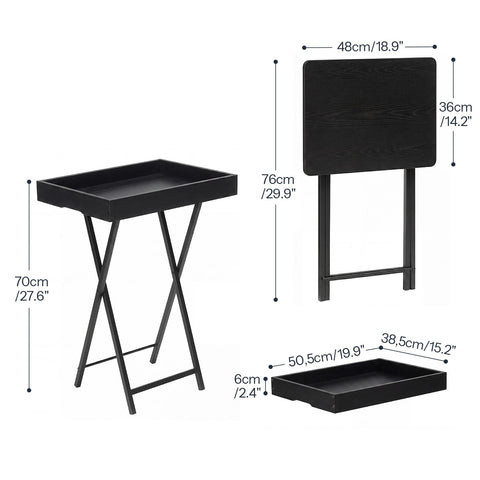 HOOBRO Folding TV Tray Table for Eating, Snack Dinner Side Table with Removable Serving Tray, Foldable Bedside Occasional Coffee Table