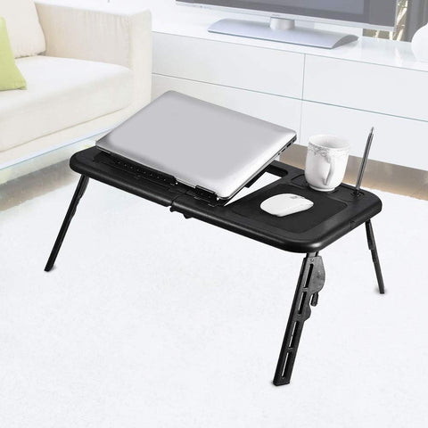 Adjustable Folding Laptop Desk, Portable Computer Table Stand with Vented Cavities for Bed Couch Chair Home Office Travel
