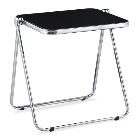 KAIHAOWIN Folding TV Tray Table Clear Acrylic Foldable Desk No Assembly Required Tiny Home Office Side Table Small Computer Desk for Small Spaces