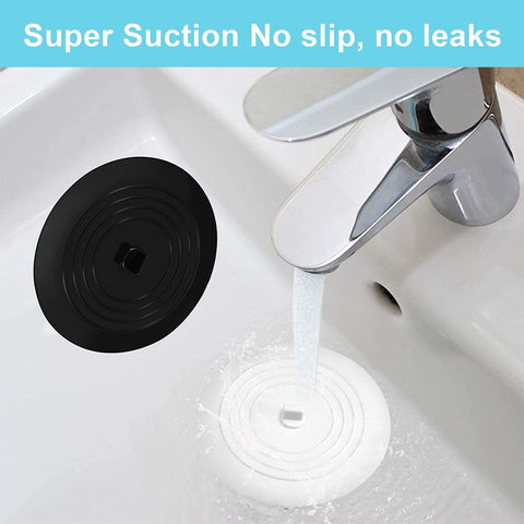 VBNZBK 2 Pack Silicone Tub Stopper, Universal Bath Plug,6 Inches Drain Stopper Cover for Kitchen, Bathroom, Laundries(Black and Gray)