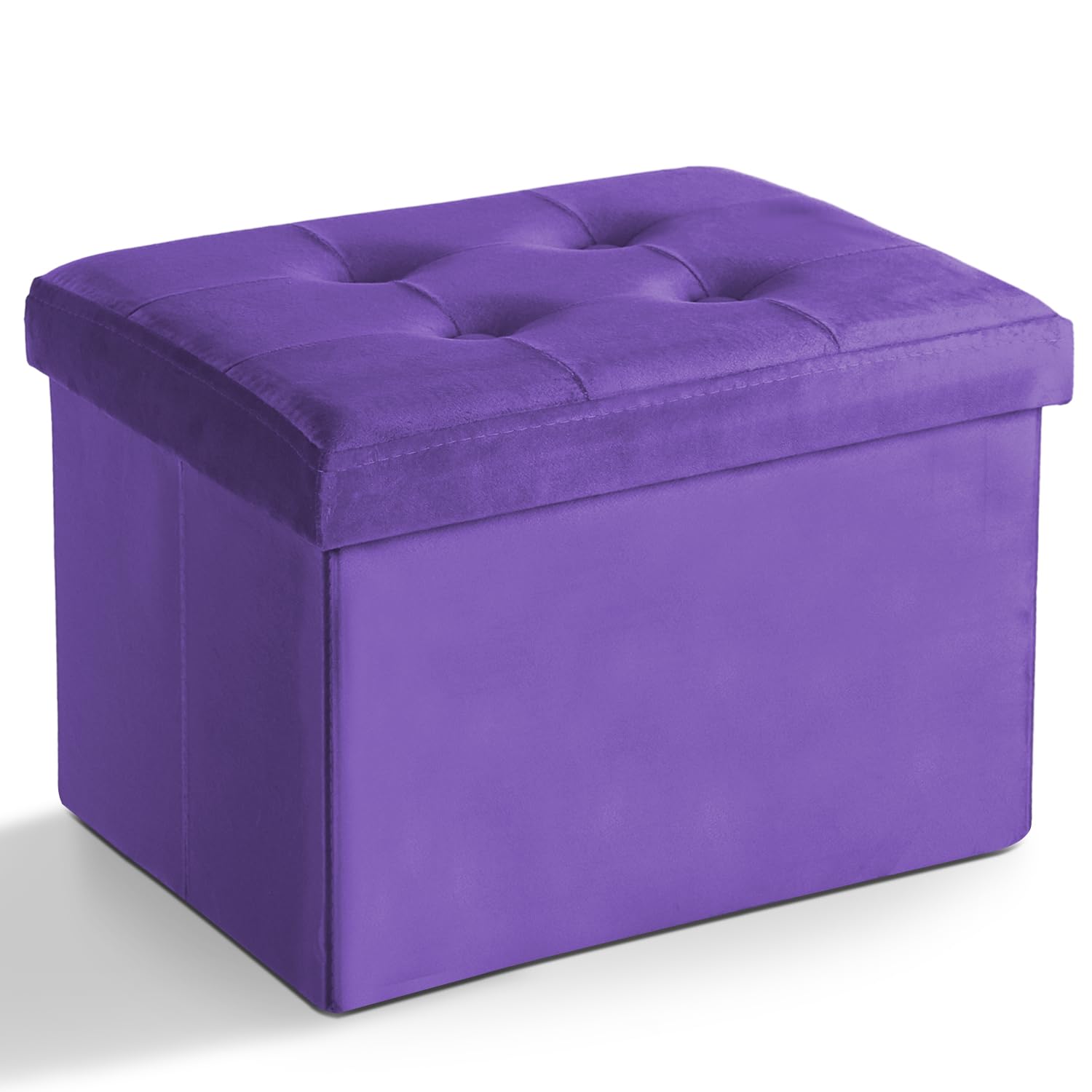 LINMAGCO Storage Ottoman Folding Foot Stool Velvet Ottoman Foot Rest with Padded Modern Ottoman with Storage for Living Room Puppy Step Stool
