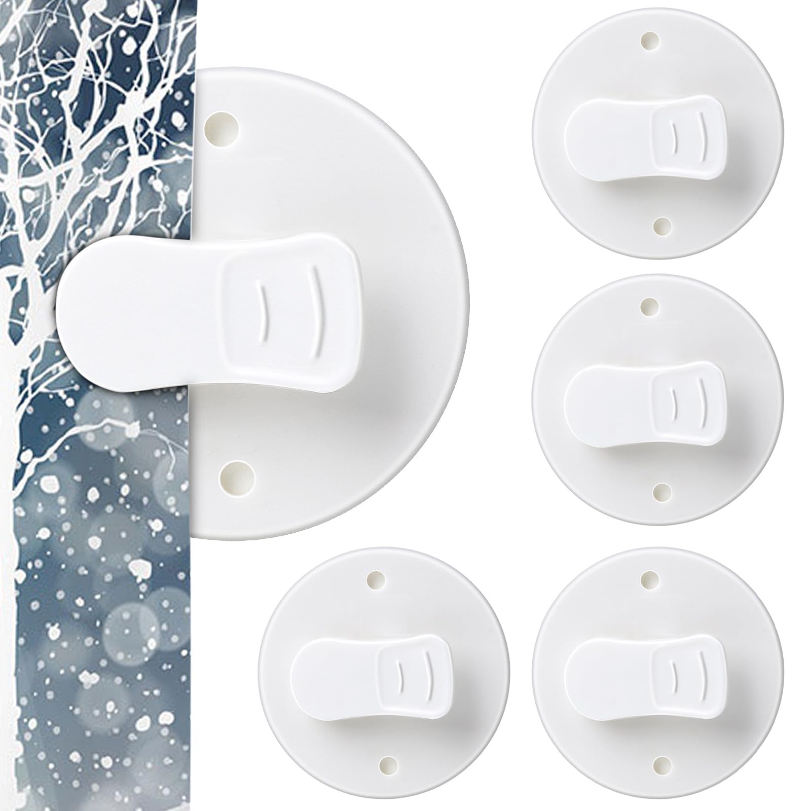 Thinp 4 Pack Shower Curtain Clips Shower Windproof Showers Curtains Weights Self Adhesive Showers Curtains Clips for Home Inside Splash Water Wall