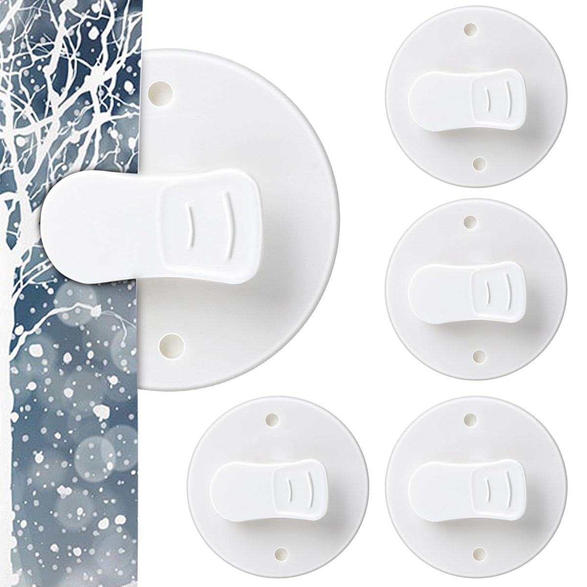 Thinp 4 Pack Shower Curtain Clips Shower Windproof Showers Curtains Weights Self Adhesive Showers Curtains Clips for Home Inside Splash Water Wall