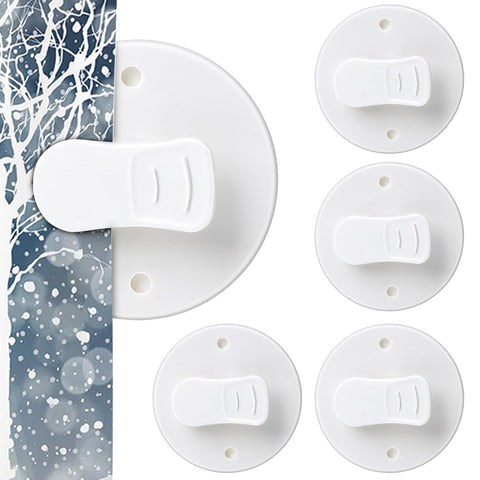 Thinp 4 Pack Shower Curtain Clips Shower Windproof Showers Curtains Weights Self Adhesive Showers Curtains Clips for Home Inside Splash Water Wall