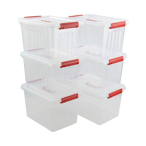 Uumitty 10 L Clear Plastic Storage Bin with Lids, 6-Pack