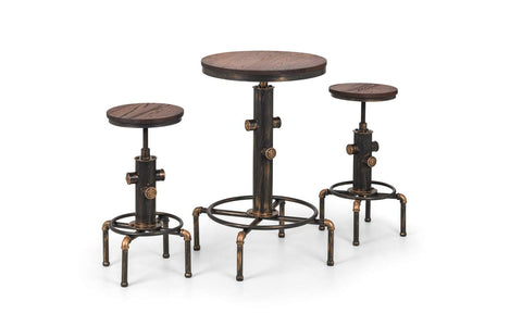 Julian Bowen Rockport Bar Table for 2-4, Pipework, Wood - H105 x W66cm