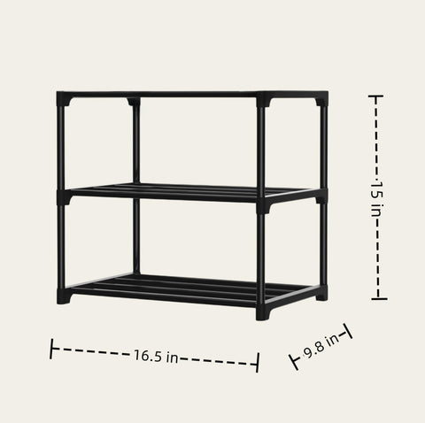 Flosvotals 3 Tier Shoe Rack,Space Saving Shoe Storage Organiser,Metal Storage Rack, Easy Assembly & Strong Design, Stackable Shoe Shelf, for Hallway