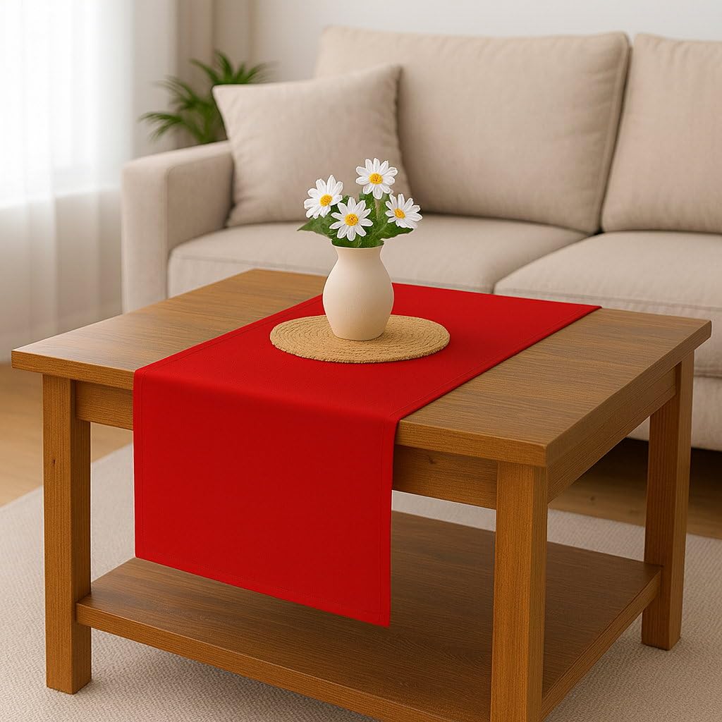 Table Runner Made of Minimate Fabric Modern, Smooth, Wide Hem, Non-Iron, Durable, Washable up to 60°C, Can be Tumble Dried, Kitchen and Living Room