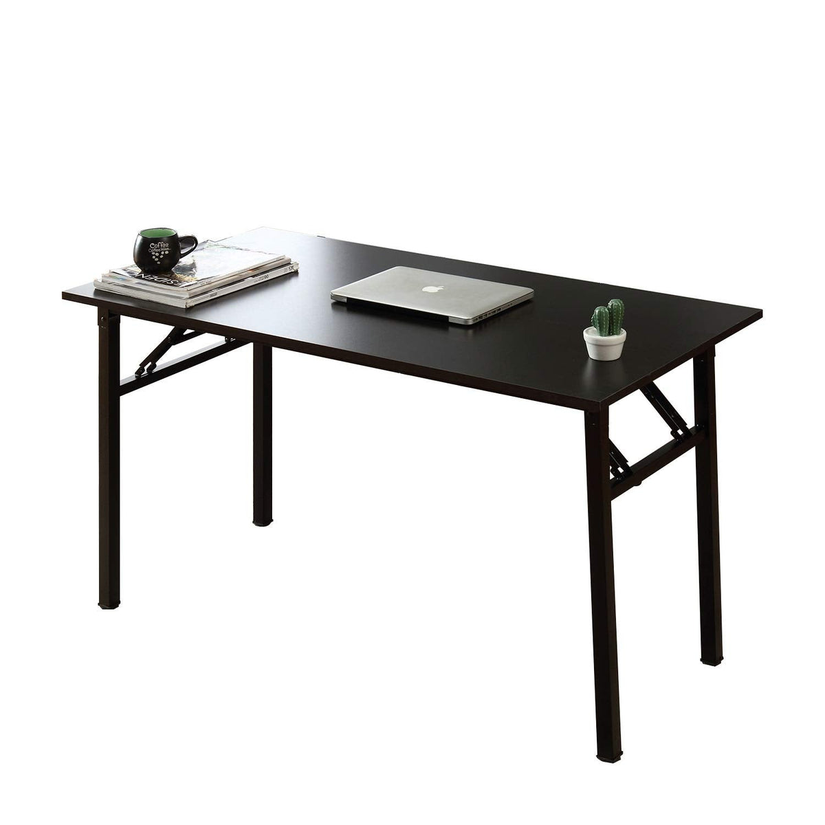 sogesfurniture Folding Table Office Study Writing Desk Workstation Dining Table, No Install Needed, 100x60x75cm, Black BHEU-LP-AC5BB-100