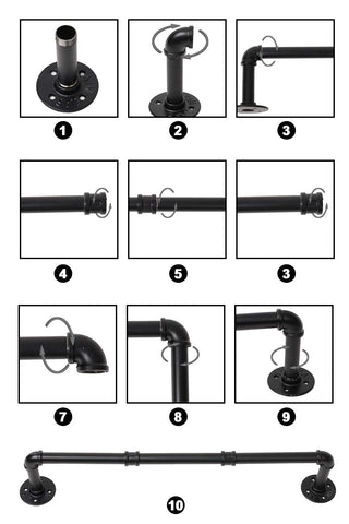 Industrial Pipe Clothing Rack, Wall Ceiling Mounted Clothes Garment Rack 29.1'', Black Iron Pipe Clothes Hanging Bar