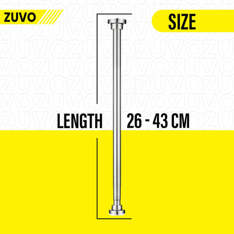 Tension Rod for Curtain - Extendable upto 66-109 cm - No Drill & Rust Proof Shower Curtain Rods for Bathroom - Silver Curtain Pole