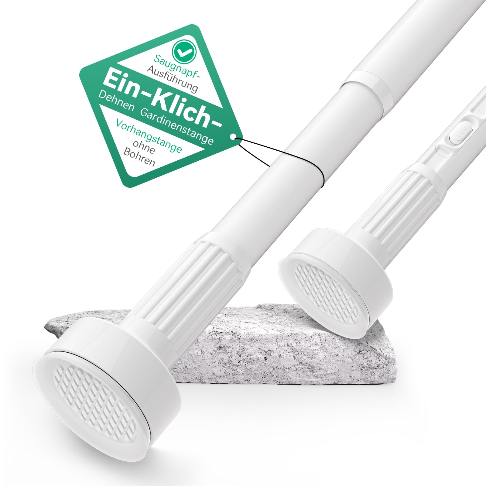VECTO No Drill Shower Curtain Rod 70-120cm Curtain Rod Ø32mm White
