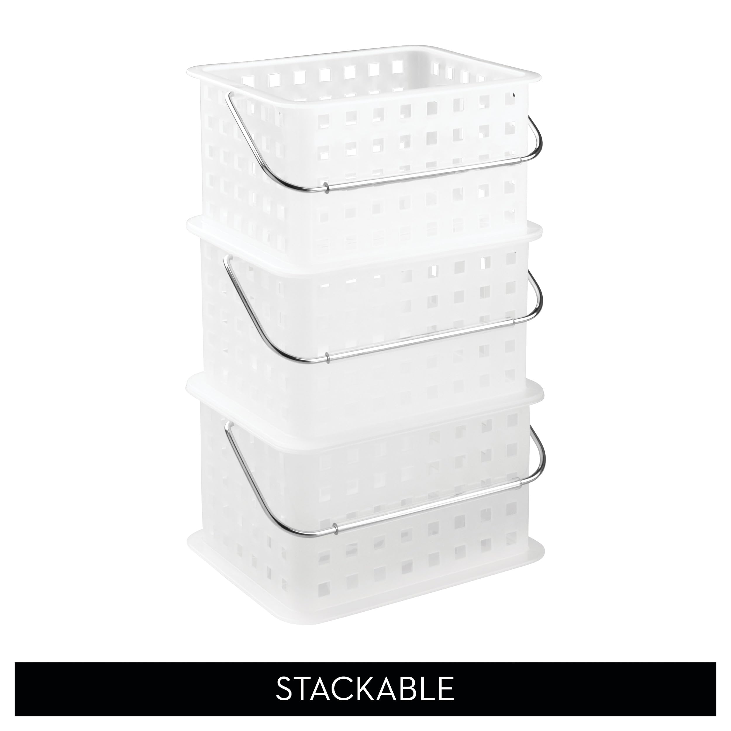 InterDesign Storage Organizer Basket, for Bathroom, Health and Beauty Products - Small, Frost