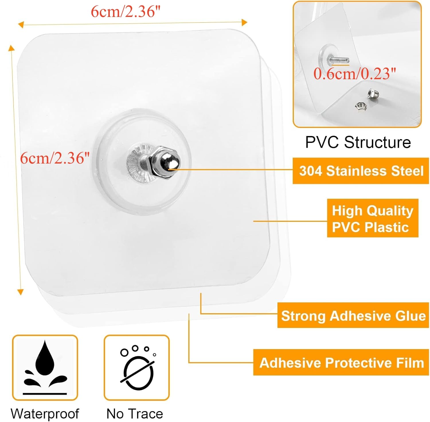Celbon Shower Caddy Adhesive Replacement Transparent Shower Caddy Adhesive Stickers, Strong Stikcer Pad for Shower Caddy Basket Shelf, Soap Holder