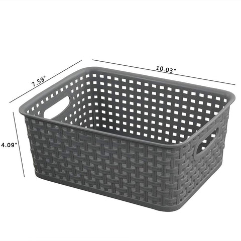 Teyyvn Set of 6 Plastic Storage Baskets, Cupboard Baskets, Gray