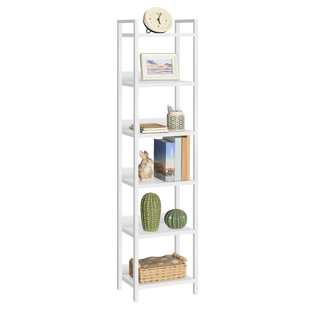 MAHANCRIS Bookshelf, 6-Tier Bookcase, Standing Book Shelf for Small Space, Storage Shelf Organizer, for Living Room, Bedroom, Study, Balcony