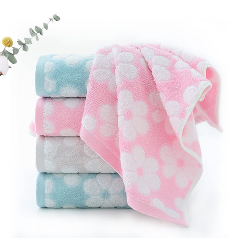 Pidada Hand Towels Set of 4 Floral Pattern 100% Cotton Soft Absorbent Decorative Towel for Bathroom (Light Grey)